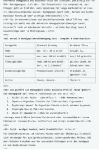 Aktuelle Handgepäckregeln für Geschäftsreisen 2025: Maße, Gewicht, erlaubte Inhalte & Packtipps für Unternehmer. Jetzt smart reisen – mit handgepaeckbestimmungen.com