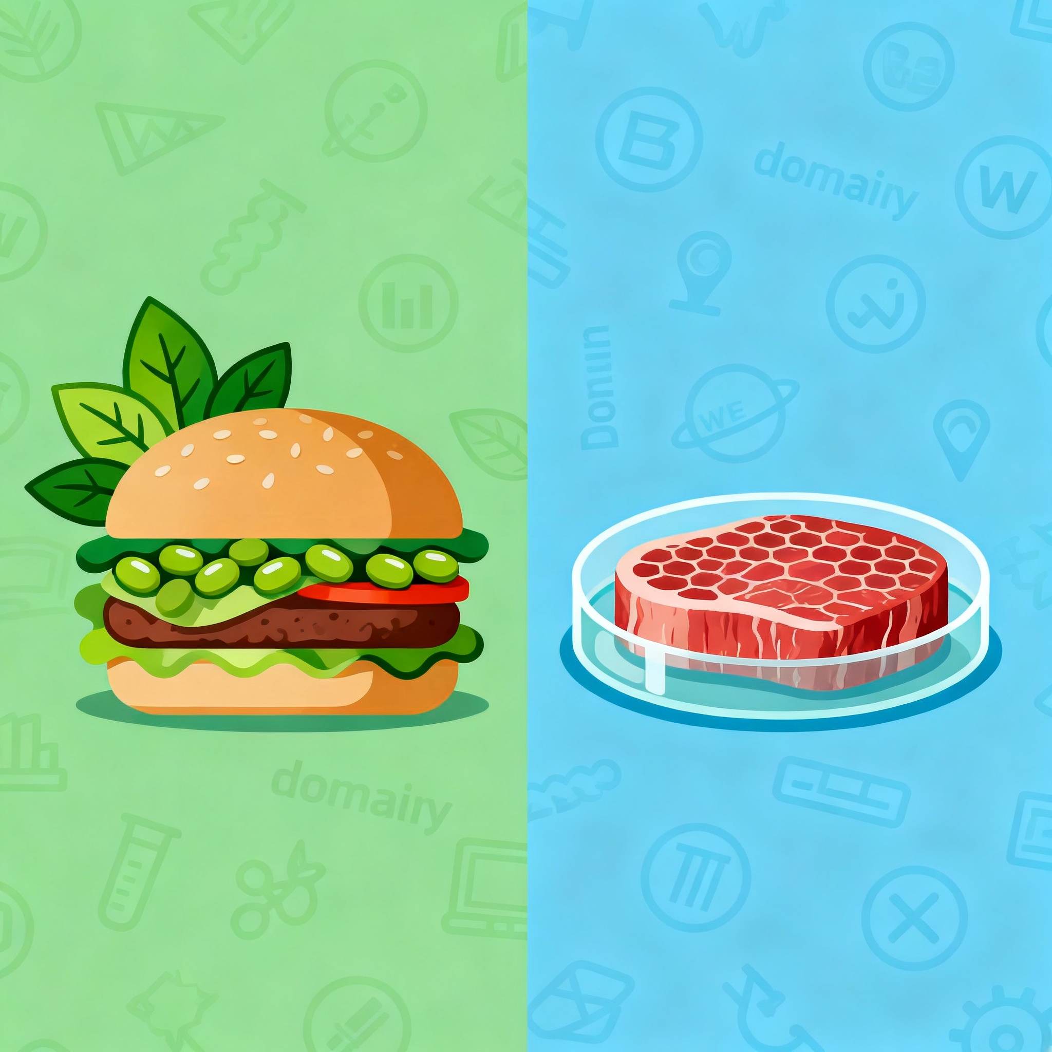 Faserfilet, Pflanzenbissen und Proteinfladen Domains