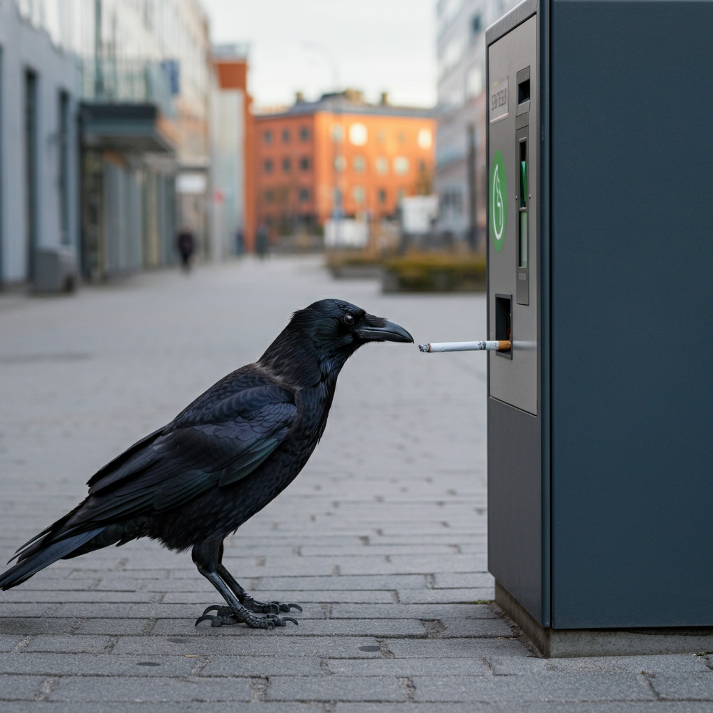 Krähen als Müllsammler