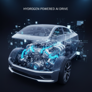 Illustration eines modernen Wasserstoff-Verbrennungsmotors in einem Fahrzeug-Cutaway