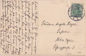 Historische Ansichtskarte aus Osnabrück mit kolorierter Straßenansicht der Bierstraße und ihren Fachwerkhäusern aus der Kaiserzeit – eine historische Postkarte als Zeugnis der Stadtgeschichte Osnabrücks aus der Vorkriegszeit.