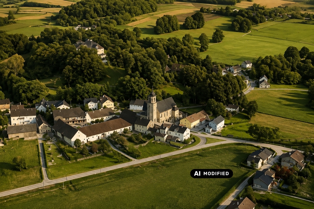 Vogelperspektive zweier Luftbild-Postkarten