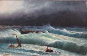 Werbepostkarte, Bestellpostkarte, Musterpostkarte, Ansichtskarte, Kuenstlerkarte, R. Hachfeld, Bonness und Hachfeld, Potsdam, T.S.N. Serie 892, Brandung, Seesturm, Marinemalerei, Postkartenhandel, Direktmarketing, Grosshandel, Sonderangebot, Probesendung, Mengenpreise, ungelaufen, Sammler, frühes 20. Jahrhundert