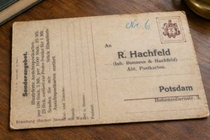 Alte Künstler-Ansichtskarte „Brandung (flacher Strand mit Wrack)" – dramatisches Seesturm-Motiv nach Gemälde von 1907 – Verlag R. Hachfeld (Bonness & Hachfeld), Potsdam – T.S.N. Serie 892